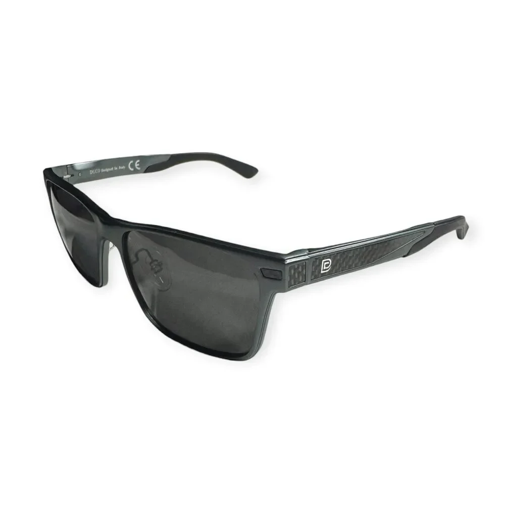 DUCO 8207 Gray Polarized Sunglasses Carbon Fiber Frame Made in Italy 135mm